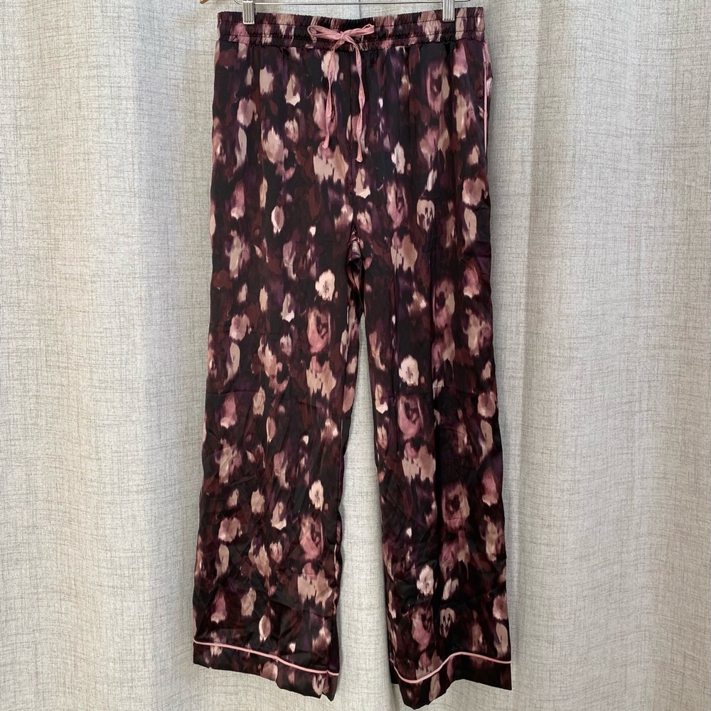 NWOT Jason Wu Black and Pink Satin Pajama Pants Size Medium